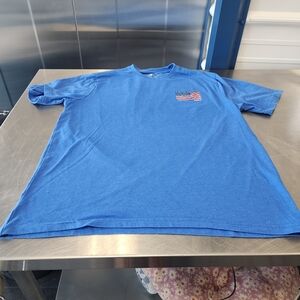 G.H. Bass & Co. Blue Short-Sleeve Crewneck T-Shirt with Small Flag Patch